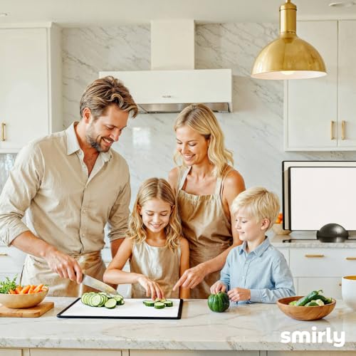 SMIRLY Plastic Cutting Board Set with Holder 3 Pieces, Non-Slip Dishwasher Safe Chopping Boards for Kitchen, Black & White - Image 8