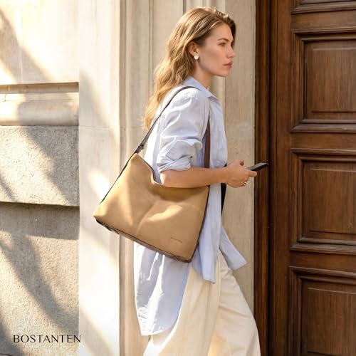Image of BOSTANTEN Suede and Vegan Leather Purses for Women Roomy Shoulder Handbag