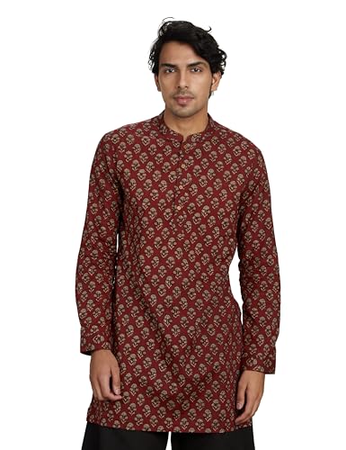 Image of Amazon Brand - Symbol Men's 100% Cotton Everyday Mid Length Casual Kurta - Regular Fit (Available in Plus Sizes)
