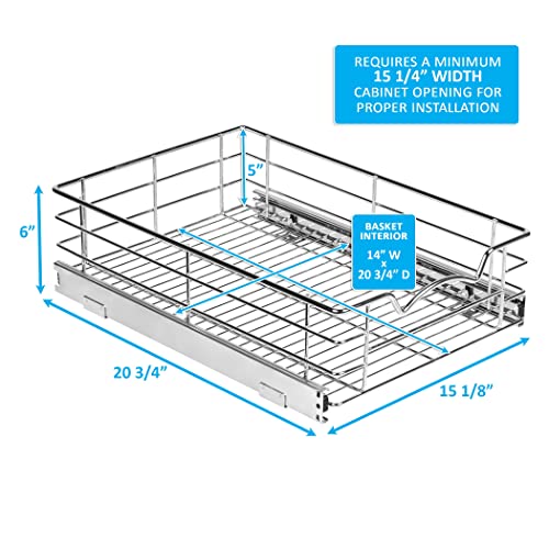 Holdn’ Storage Pull Out Cabinet Organizers – 5” High Slide Pull Out Drawers For Kitchen Cabinets – Heavy Duty-With 5 Year Limited Warranty – Basket Size 14"W X 21"D X 5"H #TOP3