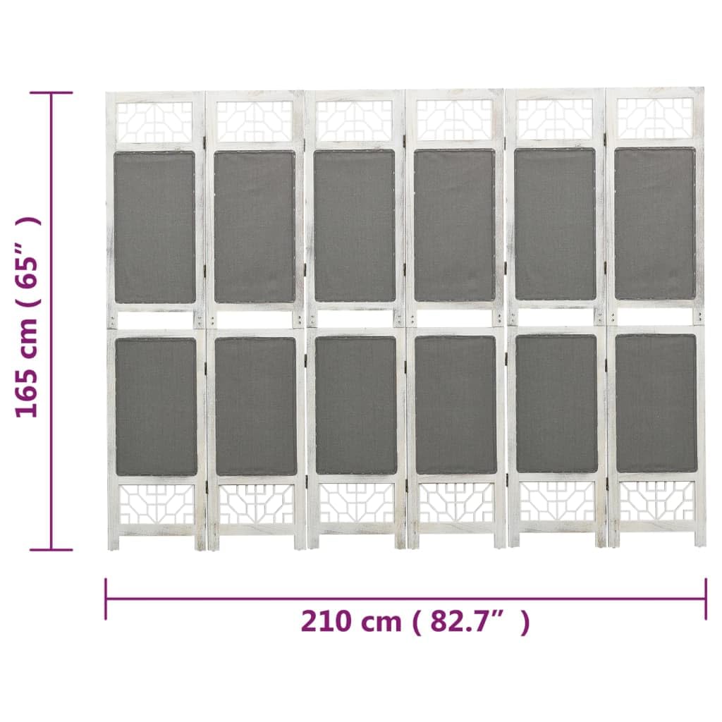 Mangloder - Paravento divisorio, 6 pezzi, 210 x 165 cm, in tessuto con legno di paulonia e MDF, autoportante, pieghevole, pieghevole, per la privacy, decorazione della stanza, camera da letto