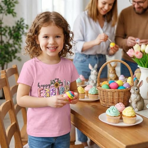 Image of Easter Shirts for Girls Kids Easter Gift Bunny T-Shirt Clothing 3-12 Years