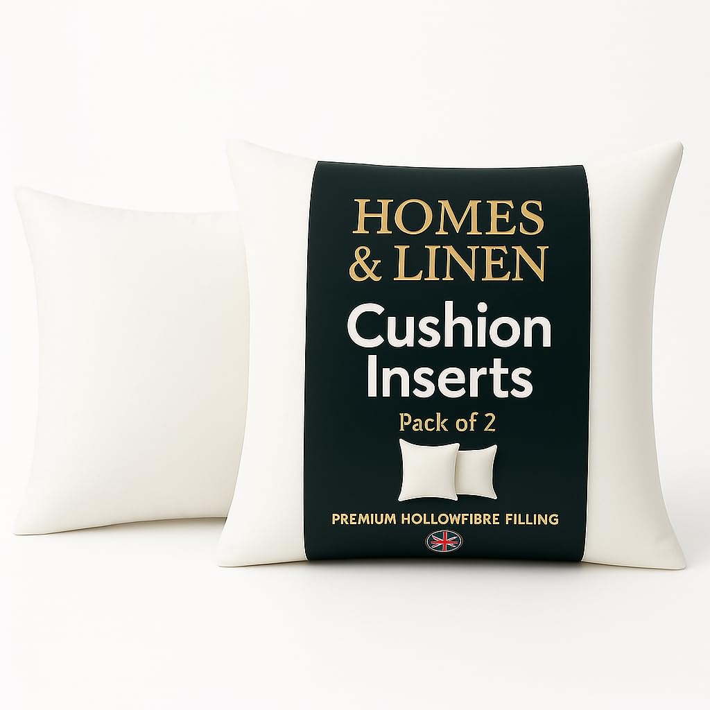 Homes-Linen White 21” X 21” Cushion Inner Pads Square Insert Fillers- Pack Of 2 (53 X 53 Cm) Anti-Allergy