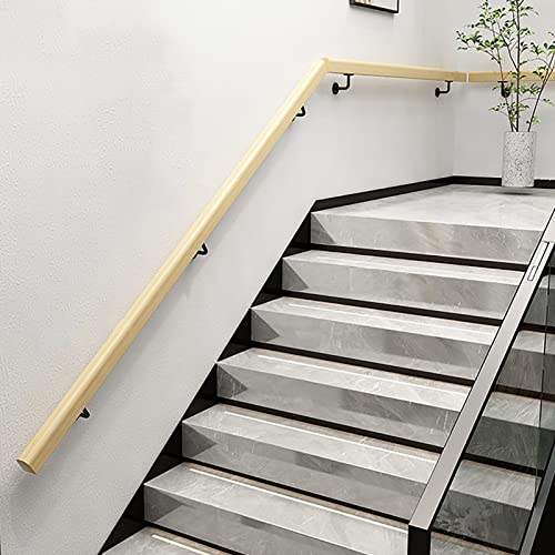 Kit complet de rampe d'escalier bois rustique avec supports de fixation fer