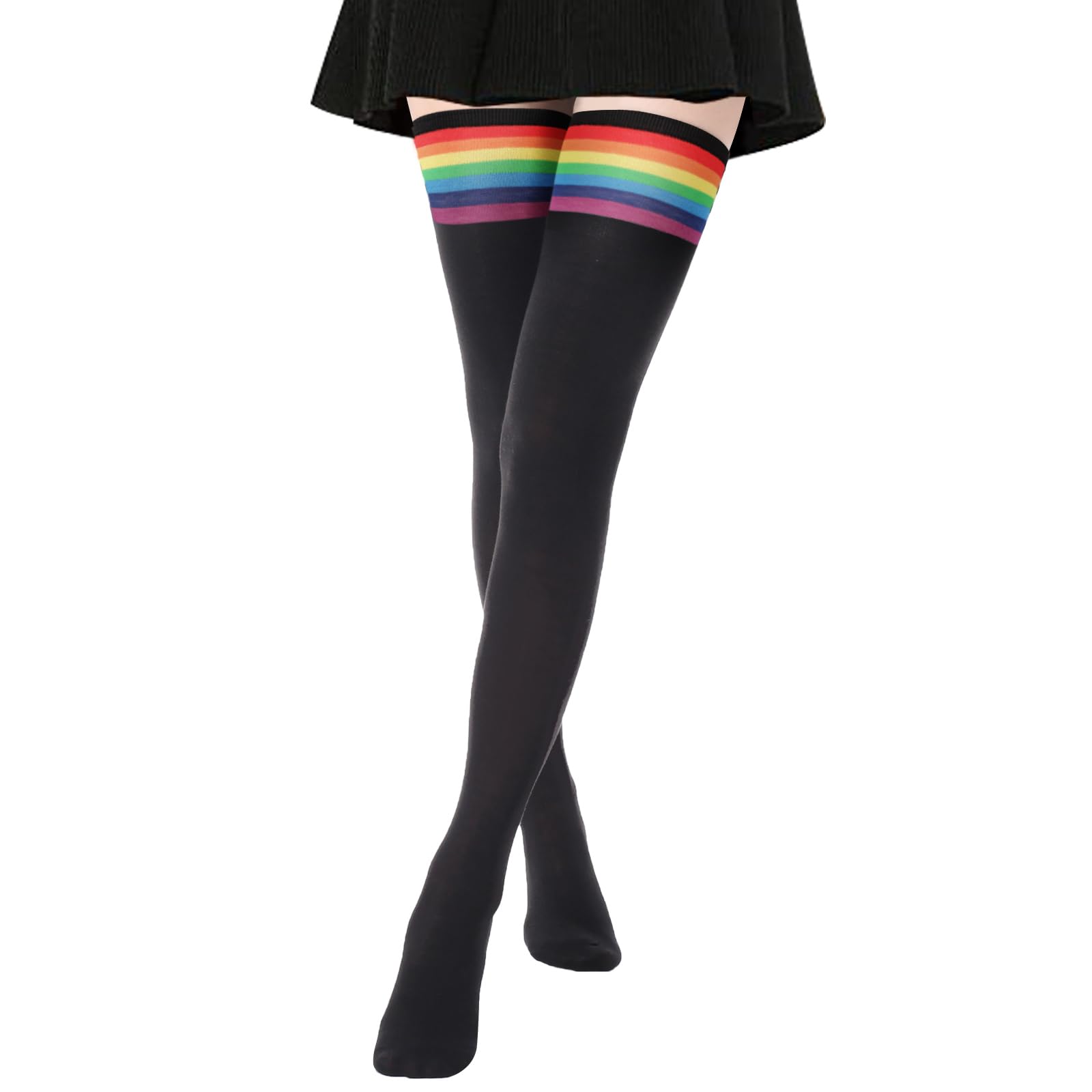 DRESHOW Damen Extra Lange Socken Überknie Lange Kniestrümpfe Overknee Strümpfe Retro Schüler Überknie Strick Socken