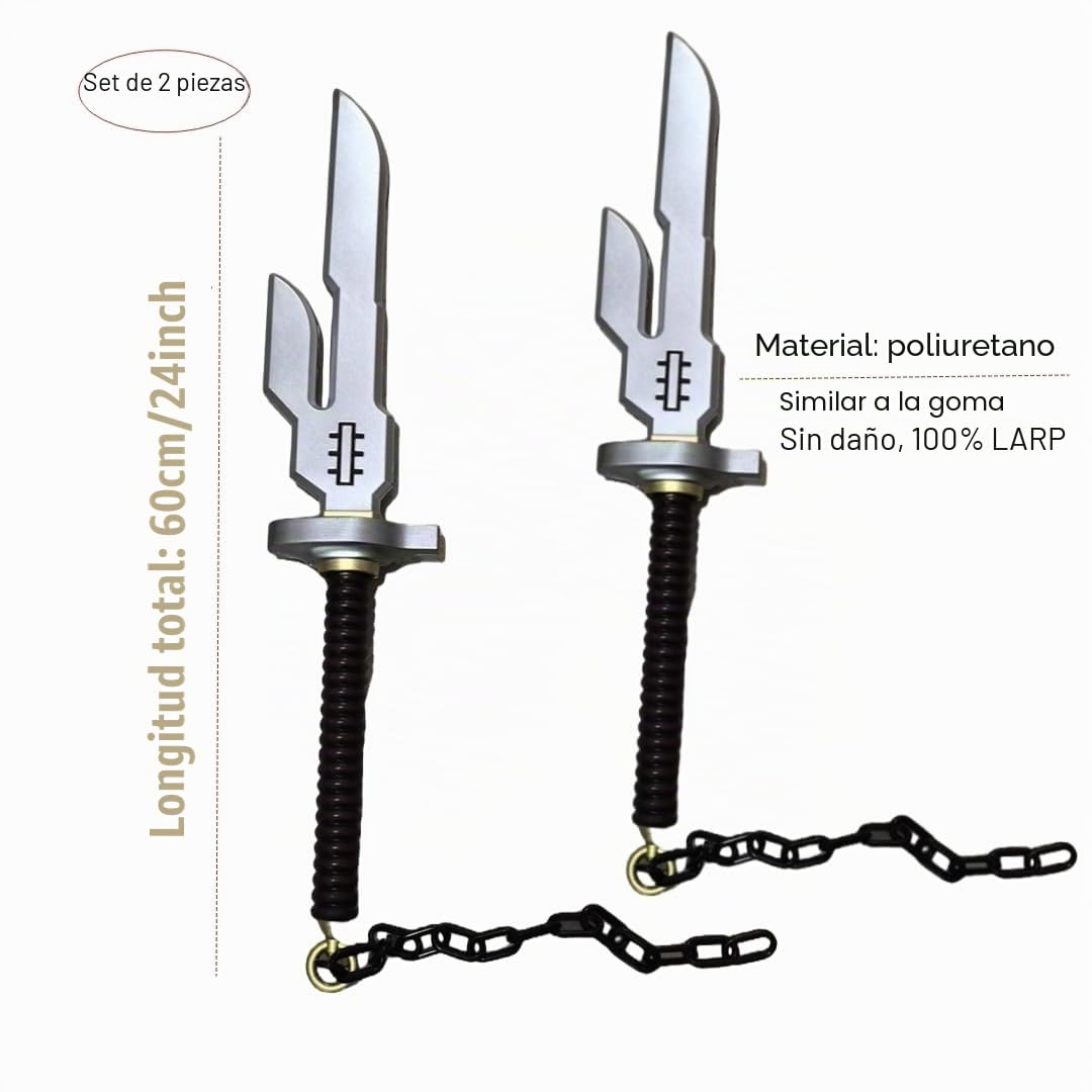damdos Espada Daga de Halloween de 24 Pulgadas para Cosplay Fusshi-iguro, 2 Piezas Fushioguro para Espada Toojji Invertida de Lanza del Cielo, Regalos de cumpleaños (Juego de 2 Piezas), Lanza del