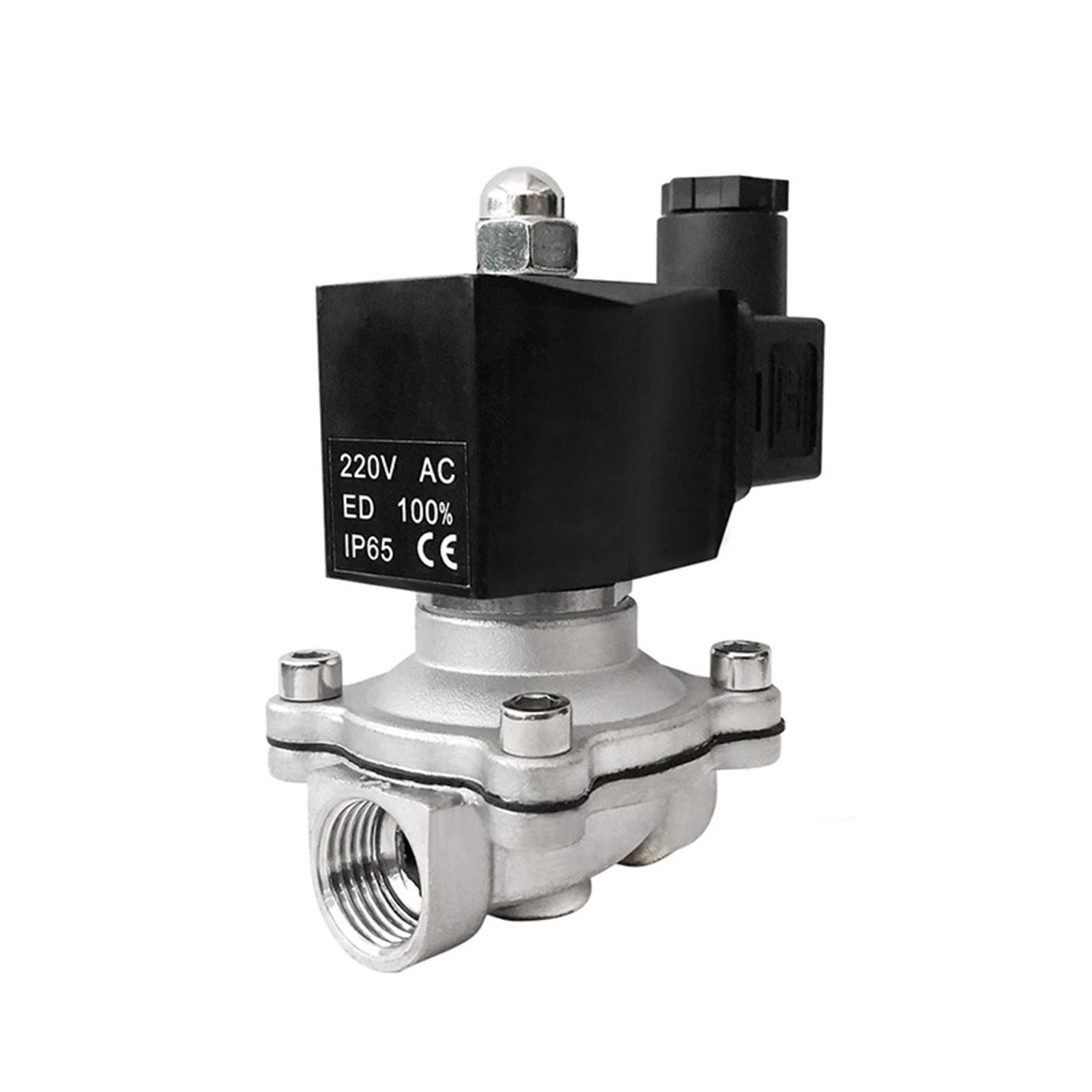 HDPHCRIUN 3/4quot; Stainless Steel Water Solenoid Valve 12v 24v 220v 110v Normally Closed NPT Thread DIN Coil DN20 1Pcs(Npt-380vac)