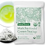 NAKANE TEA INC. Organic Green Tea Bags 100 Count, Matcha Blend Flavor, from Japan