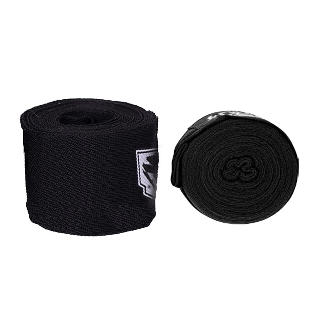 5 metre boxer's wrap, elasticated thumb ring bandage, boxing hand guard, suitable for Muay Thai, MMA, good elasticity, suitable for men and women (black)