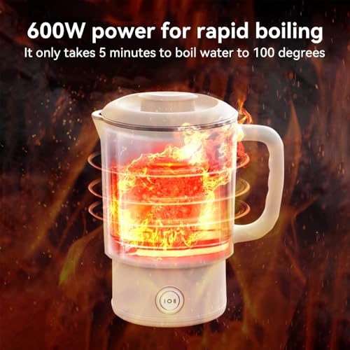 Hervidor eléctrico portátil plegable 600 ml acero inoxidable miniatura 5