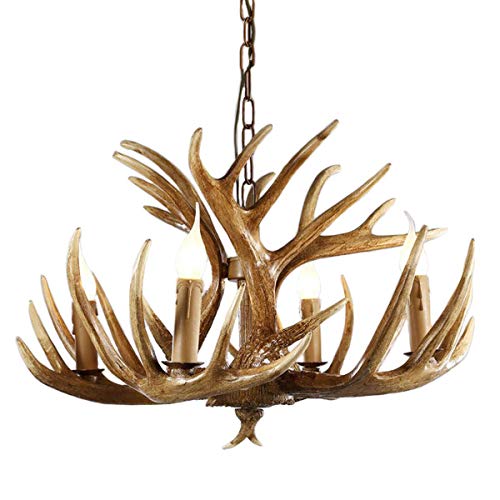 Lustre cornes de cerf résine léger pour remplacer un plafonnier terne
