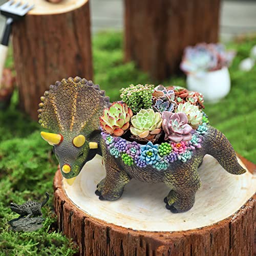 Voomikon Plant Pot, Cute Medium Dinosaur Succulent Planter Pot With Drainage Hole, Dino Indoor Flower Pot Housewarming Gifts For Women, Home Office Desk Garden Decor - Plants Not Included #TOP3