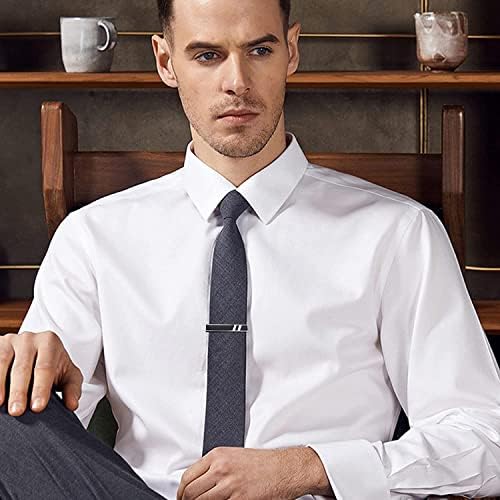ADRAMATA 8Pcs Tie Clips for Men Tie Tack with Chain for Wedding Business Accessories Black Silver Gold Tone Tie Pin for Men