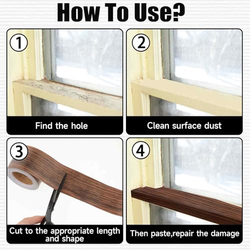 Lusofie 582765_1-HOLZMASERUNGS-REPARATURBAND Walnut Color Wood Grain Repair Tape Self Adhesive Wood Grain Tape 1.9Inch×32Ft Durable Realistic Multi-Use Patch thumb #3