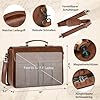RAINSMORE Cartable Homme Sacoche Ordinateur 18 Pouces Sac Bandoulière Sac a Main Imperméable PU Cuir Artificiel Porte Document pour Affaires Collège Marron #4