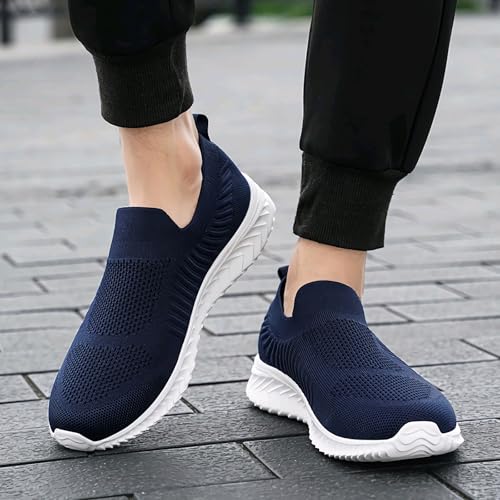 Image of Men's Breathable Knit Walking Tennis Gym Slip On Laceless Sneakers