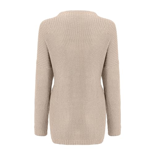 Women's Oversized Sweaters Batwing Sleeve Mock Neck Jumper Tops Chunky Knit Pullover Sweater4