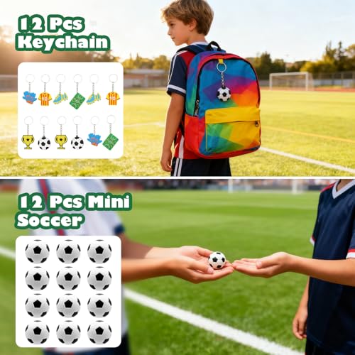 LaJasya 122 Pcs Soccer Party Favors Drawstring Bags Soccer Goodie Bag with Mini Ball, Wristband, Slap bracelets, Keychains, Stickers,Tattoo Stickers for Soccer Themed Party Supplies by LaJasya - Used condition - Image 4