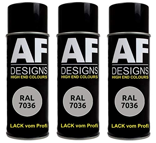 Alex Flittner Designs 3X Ral Pintura en Espray Pintura Coche Laca Colorida Lata de Aerosol RAL7036 Gris Platino Seda Mate