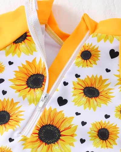 Image of SODLON Baby Girl Swimsuit Long Sleeve One-Piece Infant Bathing Suit 3M-3T