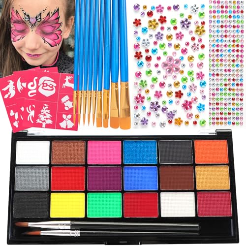 Zefphxs Kinderschminke Set , 18 Farben Kinderschminken Set mit 12 Pinsel 30...