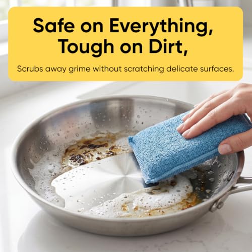 Image of Miracle Microfiber Scrubbing Sponge, Blue Extra Scrubbing Power Sponge for Kitchen, Sink, Pot, Pan and Dish Washing, Super Absorbent and Rapid Drying 2-Pack