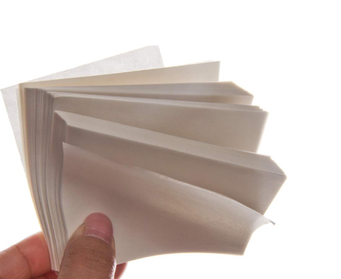 Papel de pesaje de 500 hojas, 10 x 10 cm, papel de pesaje de muestras de laboratorio, paquete de 500, antiadherente, no absorbente, alto brillo para transferencia de muestras de medición de escala