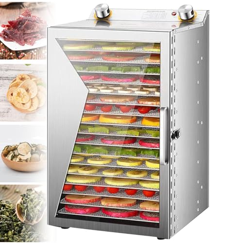 Secador por congelación, máquina deshidratadora de alimentos comercial de gran tamaño, 18 bandejas de acero inoxidable, secador por congelación doméstico, procesador de alimentos, con temporizador