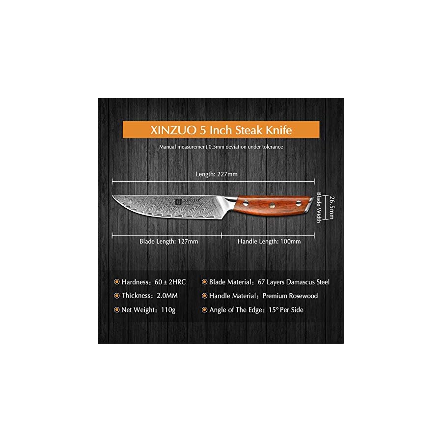 XINZUO-Steak-Knife-Set-of-4Damascus-Kitchen-Steak-Knife-Set5-Inch-Dinner-Knife-Set-Table-KnivesNon-Serrated-Steak-KnivesRazor-Sharp-Dinner-Knives-with-Ergonomic-Rosewood-HandleGift-Box XINZUO Steak Knife Set of 4, Damascus Kitchen Steak Knife Set, 5 Inch Dinner Knife Set-Table Knives, Non Serrated Steak Knives, Razor-Sharp Dinner Knives with Ergonomic Rosewood Handle, Gift Box
