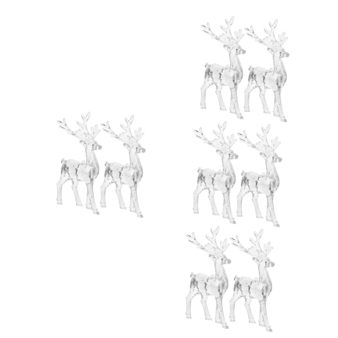 8 Pièces Ornement d'arbre De Renne Ornement Suspendu Wapiti Centre De Table des Fêtes Décor De Renne De Noël Ornements d'arbre De Noël Wapiti Figure De Renne Transparent Acrylique