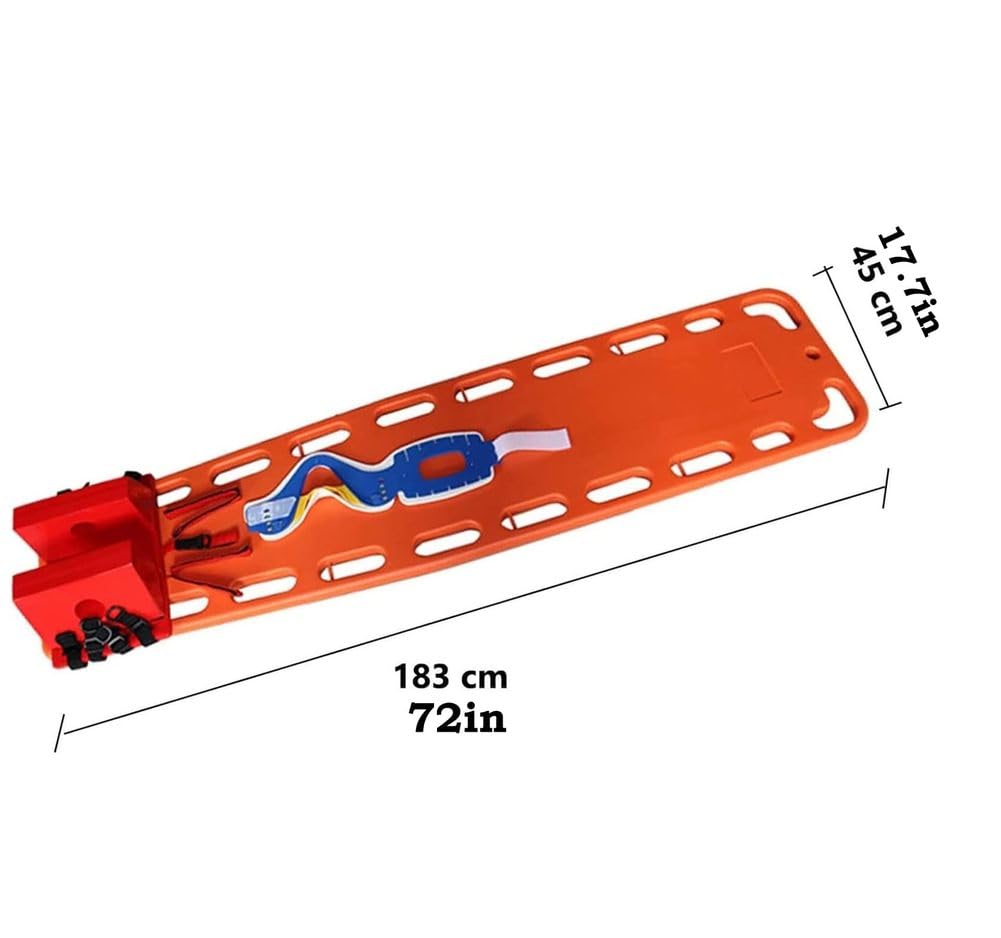 Tabla espinal Plegable con inmovilizador de Cabeza y Soporte Cervical - Camilla de Rescate de Emergencia portátil, Tablero de PE Flotante para Primeros Auxilios y Uso en ambulancias, Ligera