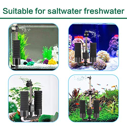 Image of AQQA Aquarium Electric Power Sponge Filter,3W /5W Silence Submersible Foam Filter,Sponges Bio Ceramic Media Balls Double Filter for Saltwater Freshwater Fish Tank (M)