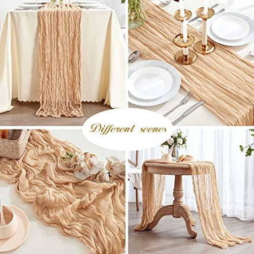 6 Pack Beige Cheesecloth Table Runners 10Ft Wide Gauze Table Runners Boho Table Runners For Bridal Shower Wedding Birthday Party Table Decorations #TOP5