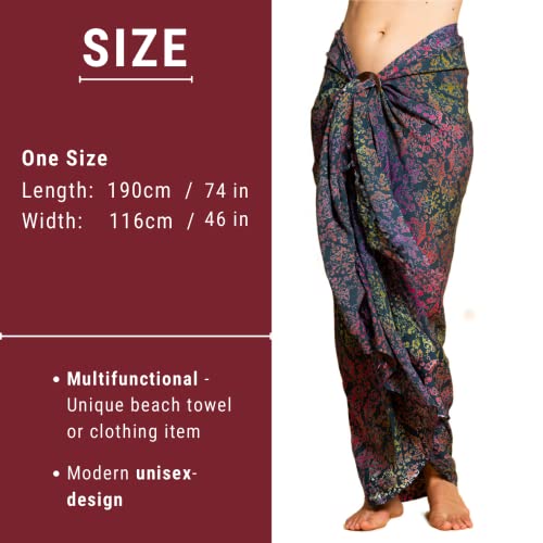 PANASIAM Sarong w odcieniach czerwieni, szal, chusta, ręcznik plażowy, sukienka do przewijania, miękkie materiały naturalne, produkcja uczciwa, B501 Red