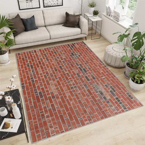 Tapis lavable briques rouges pour éviter les taches dans la salle de jeux