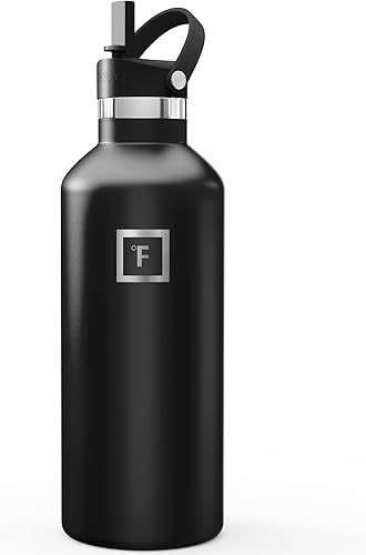 Miniatura 77 de IRON °FLASK Frasco de hidratación para acampar y senderismo con pajilla, botella de agua deportiva de acero inoxidable con aislamiento de boca Dark