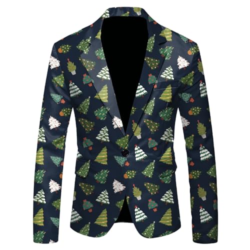 Genérico Chaqueta Moto Hombre Chic- Chaqueta Invierno Corte Ajustado Chaquetas Vintage Para CáLidas Y CóModas Traje OtoñO-Invierno Traje NavideñO Informal Con Estampado 3D