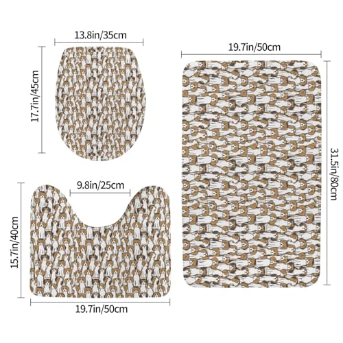 Tapis de bain absorbants antidérapants lavables 3 pièces motif Beagles - 3