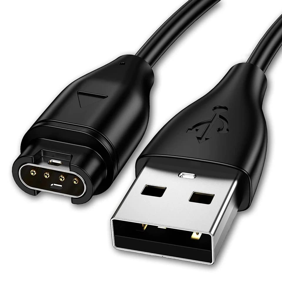 Image of Black Replacement USB Charging Cable For Garmin Garmin Vivoactive 3 Smart Watch, Vivoactive 3 Music, Vivoactive 4 4S, Vivomove 3 3S Style Sport, Vivosport, Vivosmart 5 Plus, Forerunner 935