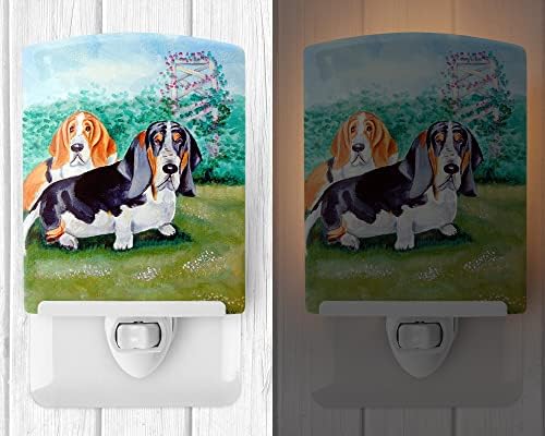Caroline's Treasures 7061CNL Basset Hound Double Trouble Ceramic Night Light Compact, UL-Certified, Ideal for Bedroom, Bathroom, Nursery, Hallway, Kitchen, 6x4x3, Multicolor image 4