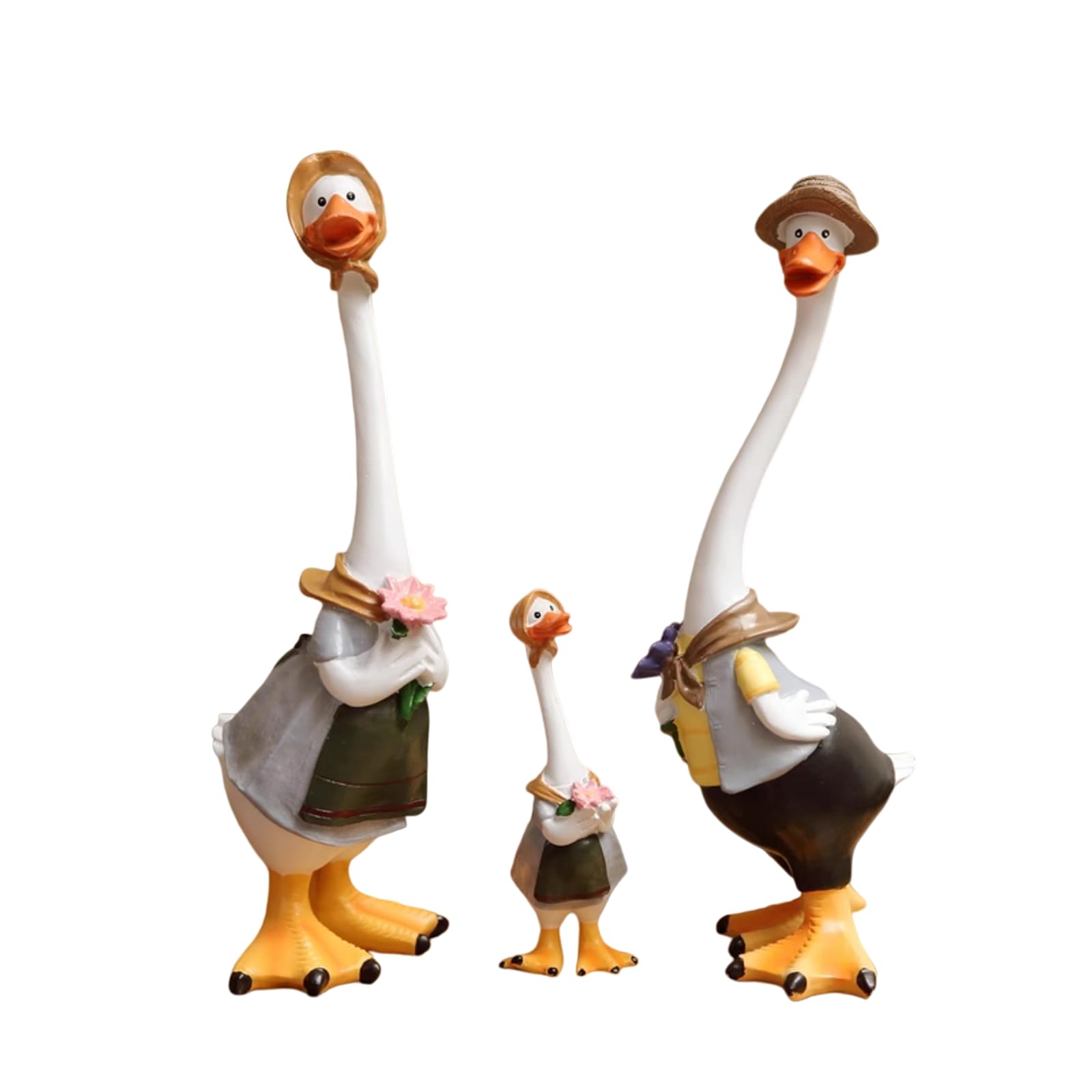 YXCQHZM 3-Piece Duck Garden Statue Set Resin Family Decor Resin Duck Sculptures for Garden Home Decor (B)