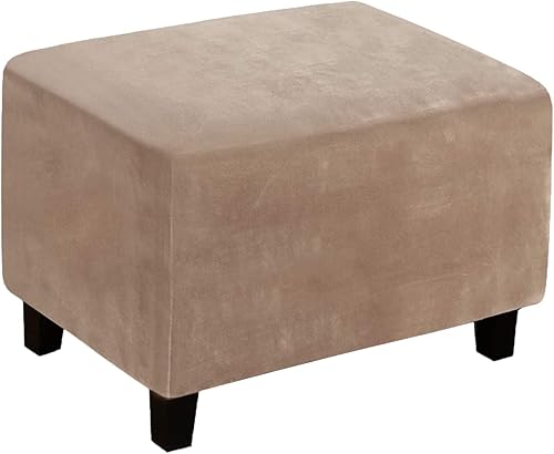 Funda otomana de terciopelo, fundas elásticas para taburetes, funda de felpa para taburetes de pies, fundas extraíbles para taburetes de sofá,