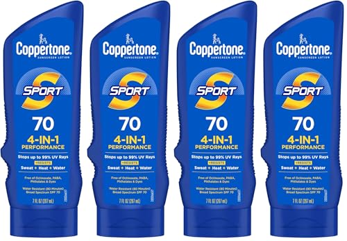 Image of Coppertone Sport Sunscreen Lotion,Broad Spectrum SPF 70 Sunscreen Multi Pack,7 Fl Oz,(Pack of 4)