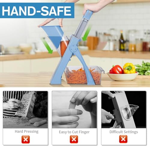 Image of Multipurpose Vegetable Chopper & Adjustable Mandoline Slicer - All-in-One Food Cutter, Dicer & Grater with Stainless Steel Blades for Fruits, Veggies, Garlic & Onions