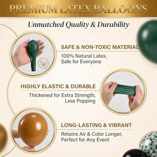 Image of Hiins Green Brown Balloon Stand Kit for Floor and Table with Base for Party Decor