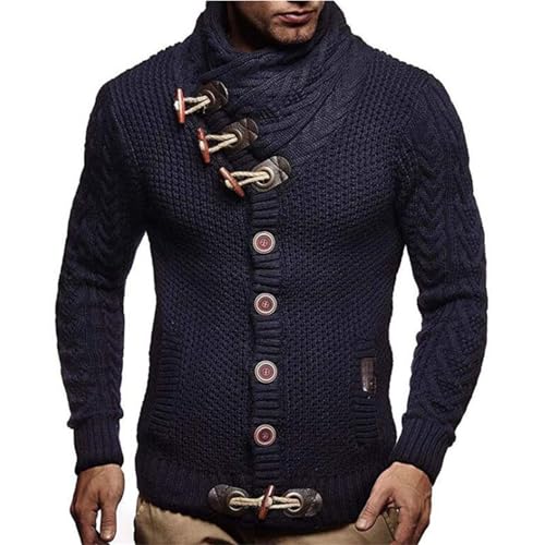 Men’s Knitted Turtleneck Twisted Sweaters Quarter Zipper High Neck Sweater Long Sleeve Cardigan Winter Warm Tops