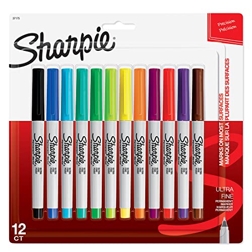 Sharpie Assorted Permanent Marker with Ultra Fine Tip |Suitable for Multipurpose Usage| Smudge Free | Office Stationery Items | Pack of 12