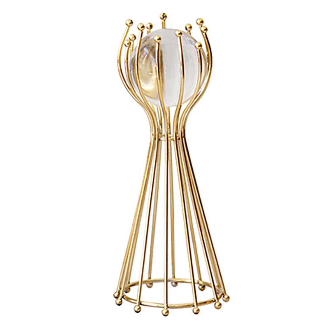 Crystal Ball Sculpture with Metal Stand,Gold Metal Statue Crystal Ball Decorations Home Decoration for Living Room Dining Room Table Shelf