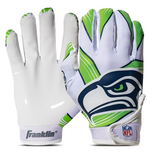 Franklin Sports Youth Football Receiver Gloves For Kids, NFL Team Logos and Silicone Palm