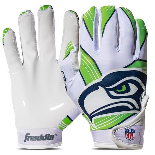 Image of Franklin Sports Youth NFL Football Receiver Gloves - Kids Football Gloves Pair - NFL Team Logos and Silicone Palm